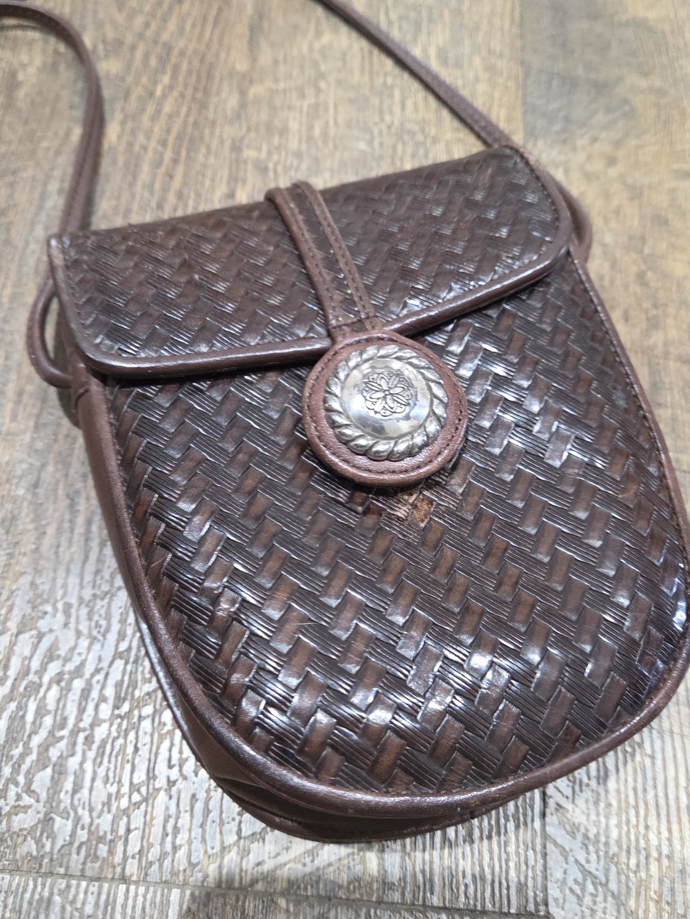 Classic Brown Woven Crossbody Bag